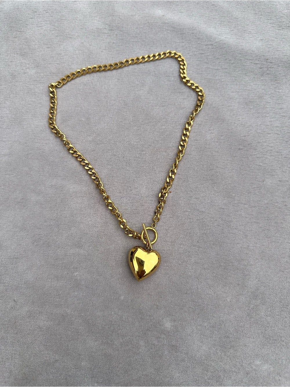 Gold Heart Pendant Chunky Chain Necklace